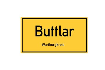 Isolated German city limit sign of Buttlar located in Th�ringen