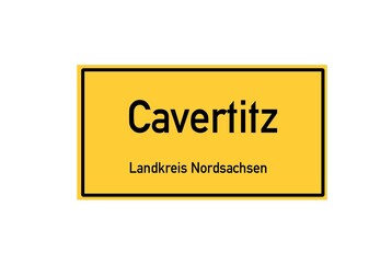 Isolated German city limit sign of Cavertitz located in Sachsen