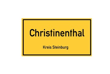 Isolated German city limit sign of Christinenthal located in Schleswig-Holstein