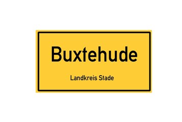 Isolated German city limit sign of Buxtehude located in Niedersachsen