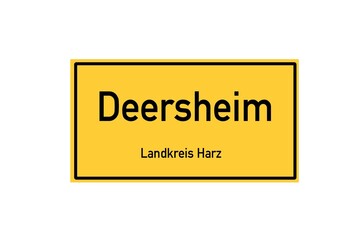 Isolated German city limit sign of Deersheim located in Sachsen-Anhalt