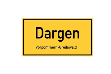 Isolated German city limit sign of Dargen located in Mecklenburg-Vorpommern
