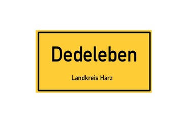 Isolated German city limit sign of Dedeleben located in Sachsen-Anhalt
