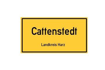 Isolated German city limit sign of Cattenstedt located in Sachsen-Anhalt