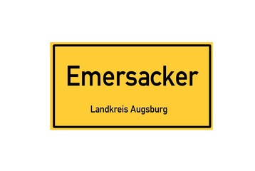 Isolated German city limit sign of Emersacker located in Bayern