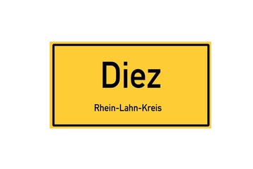 Isolated German city limit sign of Diez located in Rheinland-Pfalz