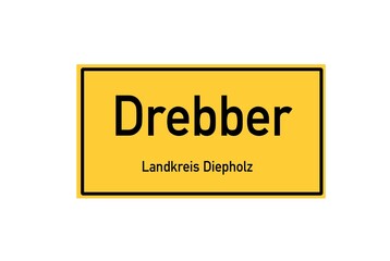 Isolated German city limit sign of Drebber located in Niedersachsen