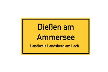 Isolated German city limit sign of Dießen am Ammersee located in Bayern