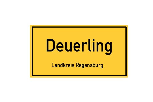 Isolated German city limit sign of Deuerling located in Bayern