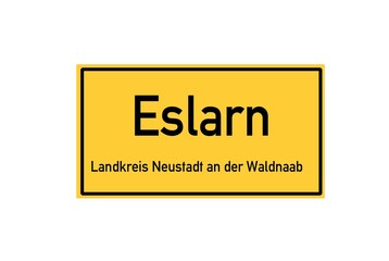 Isolated German city limit sign of Eslarn located in Bayern