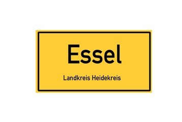 Isolated German city limit sign of Essel located in Niedersachsen