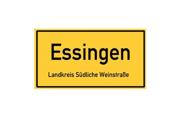 Isolated German city limit sign of Essingen located in Rheinland-Pfalz