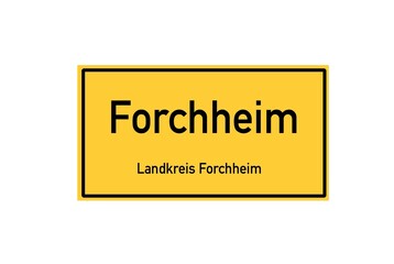 Isolated German city limit sign of Forchheim located in Bayern