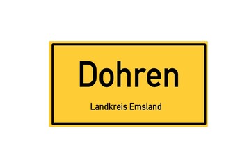 Isolated German city limit sign of Dohren located in Niedersachsen