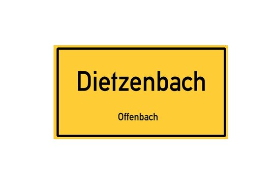 Isolated German city limit sign of Dietzenbach located in Hessen