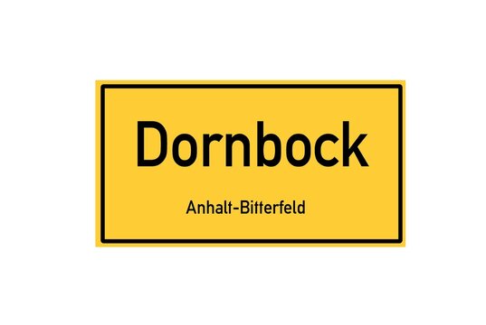 Isolated German city limit sign of Dornbock located in Sachsen-Anhalt