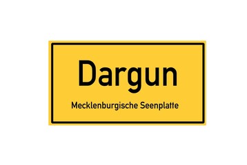 Isolated German city limit sign of Dargun located in Mecklenburg-Vorpommern