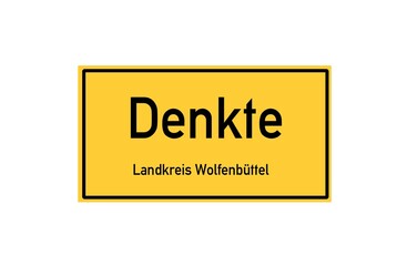 Isolated German city limit sign of Denkte located in Niedersachsen