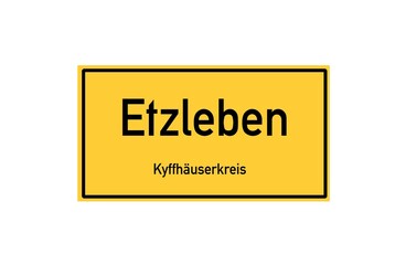 Isolated German city limit sign of Etzleben located in Th�ringen