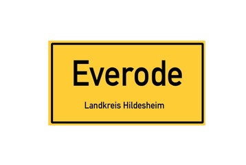 Isolated German city limit sign of Everode located in Niedersachsen
