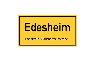 Fototapeta premium Isolated German city limit sign of Edesheim located in Rheinland-Pfalz