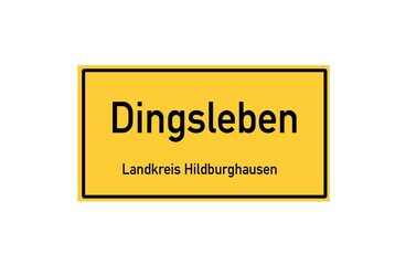Isolated German city limit sign of Dingsleben located in Th�ringen