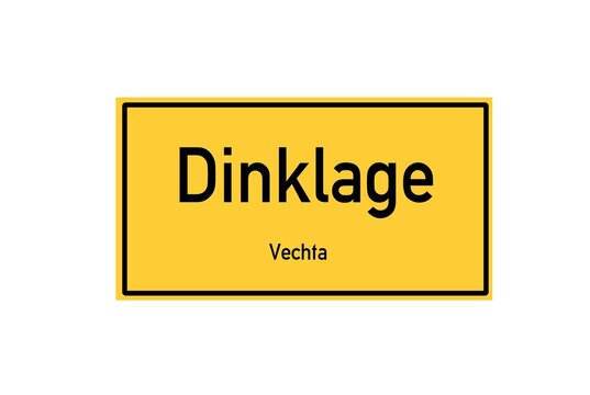 Isolated German city limit sign of Dinklage located in Niedersachsen