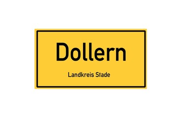 Isolated German city limit sign of Dollern located in Niedersachsen