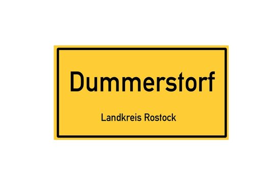 Isolated German city limit sign of Dummerstorf located in Mecklenburg-Vorpommern