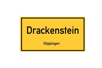 Isolated German city limit sign of Drackenstein located in Baden-W�rttemberg