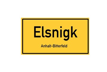 Isolated German city limit sign of Elsnigk located in Sachsen-Anhalt