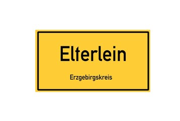 Isolated German city limit sign of Elterlein located in Sachsen