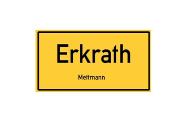 Isolated German city limit sign of Erkrath located in Nordrhein-Westfalen