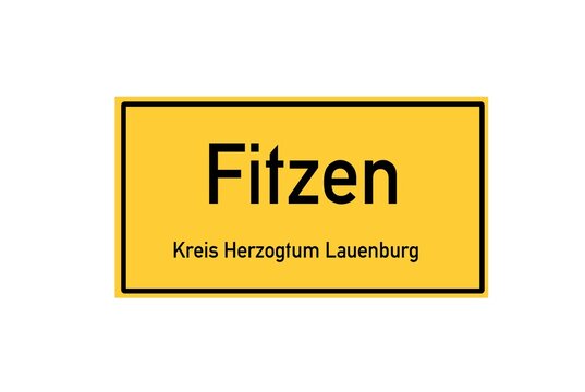Isolated German city limit sign of Fitzen located in Schleswig-Holstein