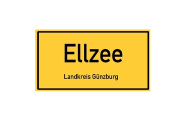 Isolated German city limit sign of Ellzee located in Bayern