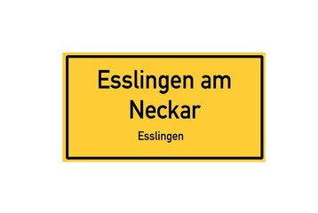 Isolated German city limit sign of Esslingen am Neckar located in Baden-W�rttemberg