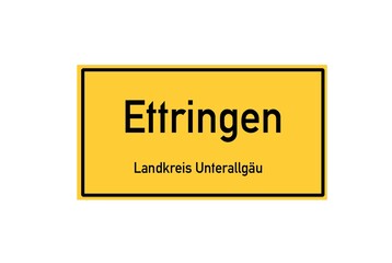 Isolated German city limit sign of Ettringen located in Bayern