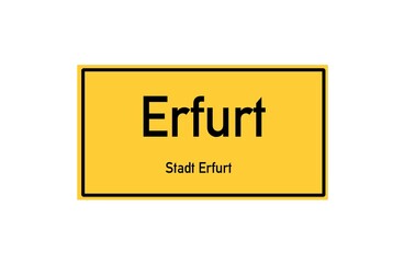Isolated German city limit sign of Erfurt located in Th�ringen
