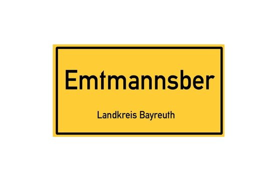 Isolated German city limit sign of Emtmannsberg located in Bayern