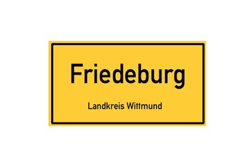 Isolated German city limit sign of Friedeburg located in Niedersachsen