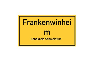Isolated German city limit sign of Frankenwinheim located in Bayern