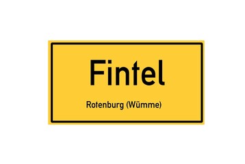 Isolated German city limit sign of Fintel located in Niedersachsen