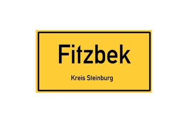 Isolated German city limit sign of Fitzbek located in Schleswig-Holstein