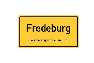 Isolated German city limit sign of Fredeburg located in Schleswig-Holstein