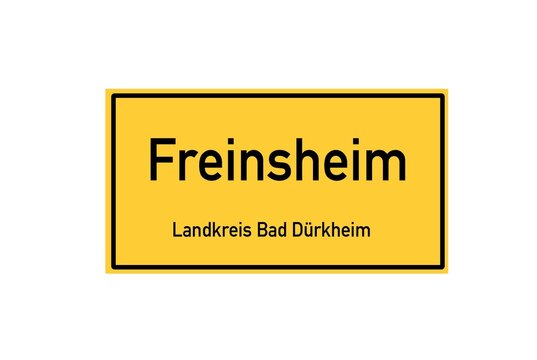 Isolated German city limit sign of Freinsheim located in Rheinland-Pfalz