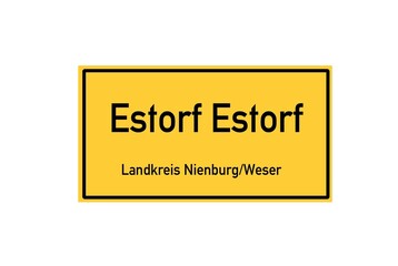 Isolated German city limit sign of Estorf Estorf located in Niedersachsen
