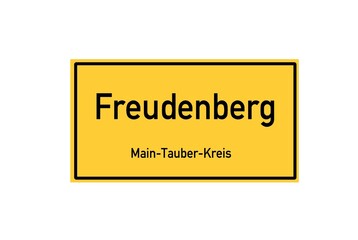 Isolated German city limit sign of Freudenberg located in Baden-W�rttemberg