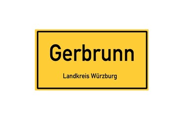 Isolated German city limit sign of Gerbrunn located in Bayern