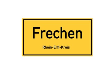 Isolated German city limit sign of Frechen located in Nordrhein-Westfalen