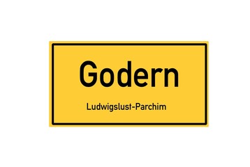 Isolated German city limit sign of Godern located in Mecklenburg-Vorpommern